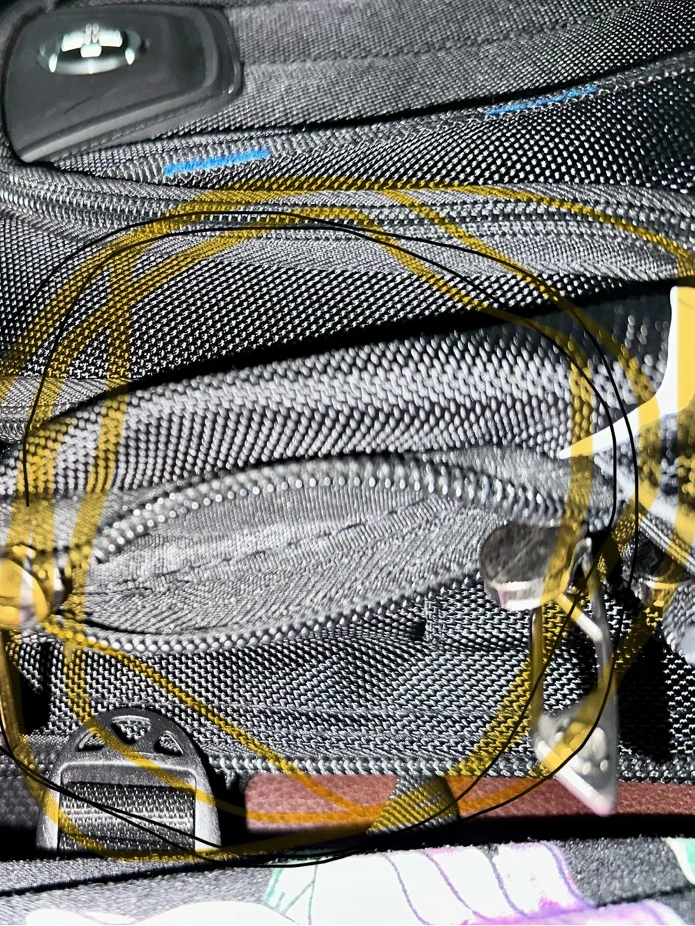 SwissGear Digital Black Backpack with Blue Trim and Silver Zippers